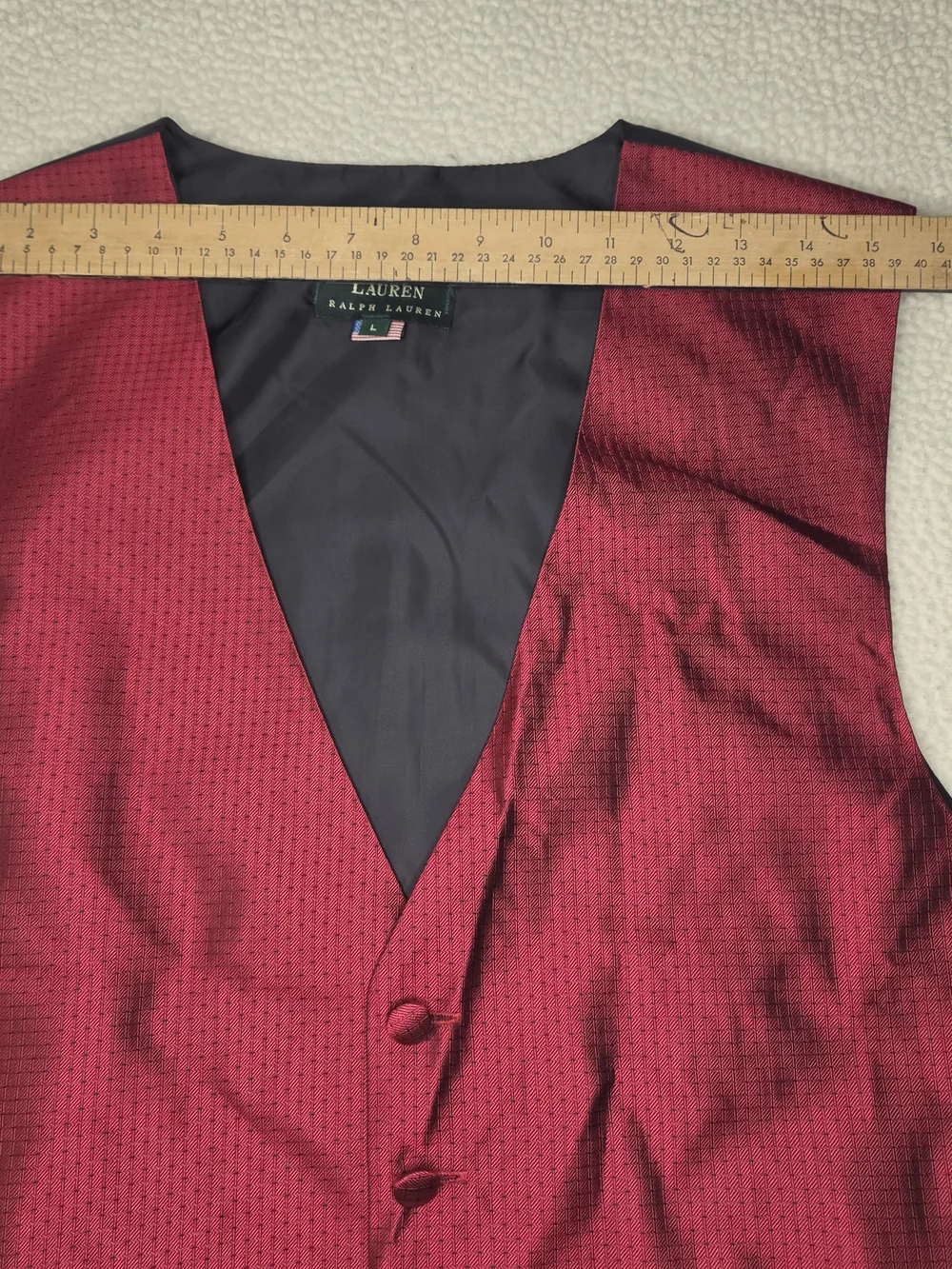 Ralph Lauren Men's Red Silk Vest & Bow Tie Set - Elegant Formal